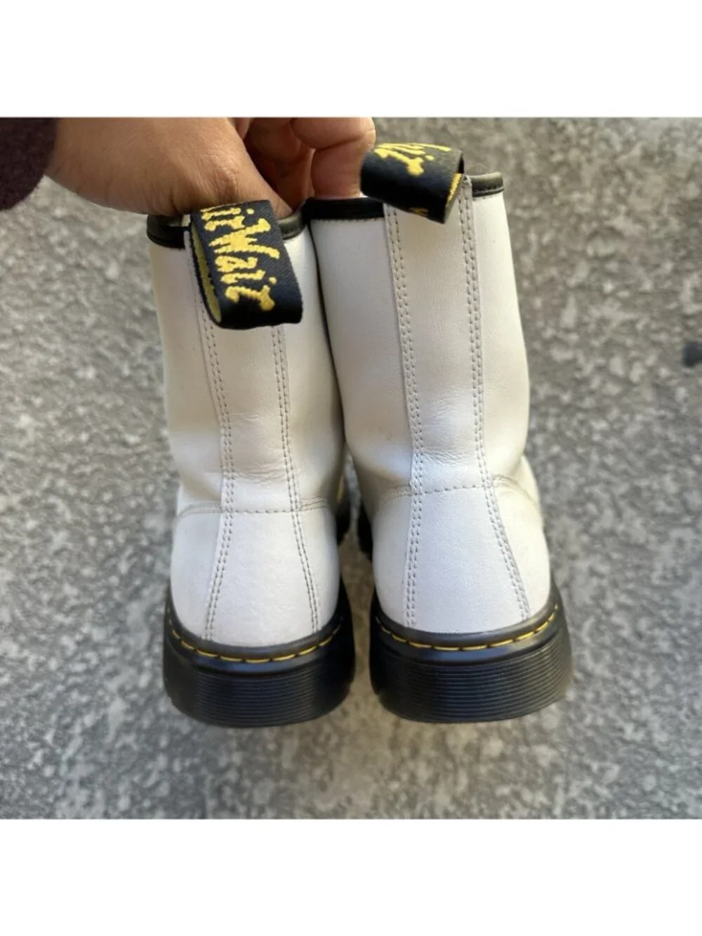 Dr. Martens Zavala Lace Combat Boots White Genuine Leather Mens 7/Womens 8